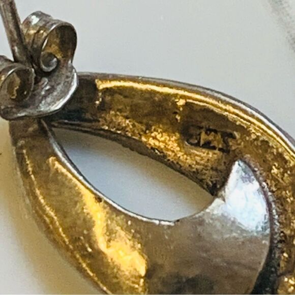 Sterling Silver Marcasite Earrings Sterling Backs - Picture 2 of 3